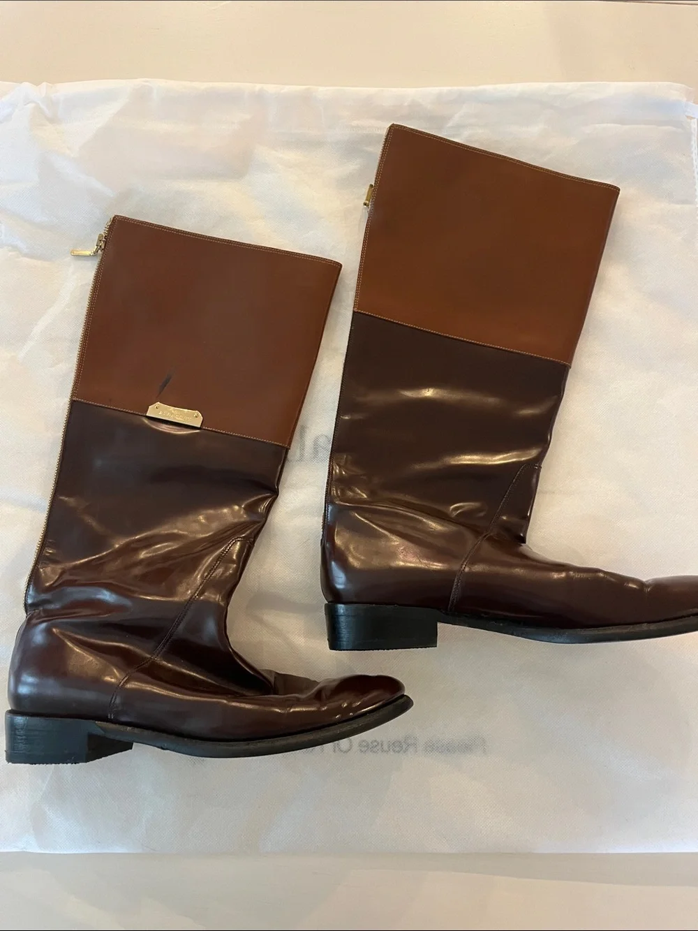 Burberry Two-Tone Brown Over-the-Knee Leather Boots